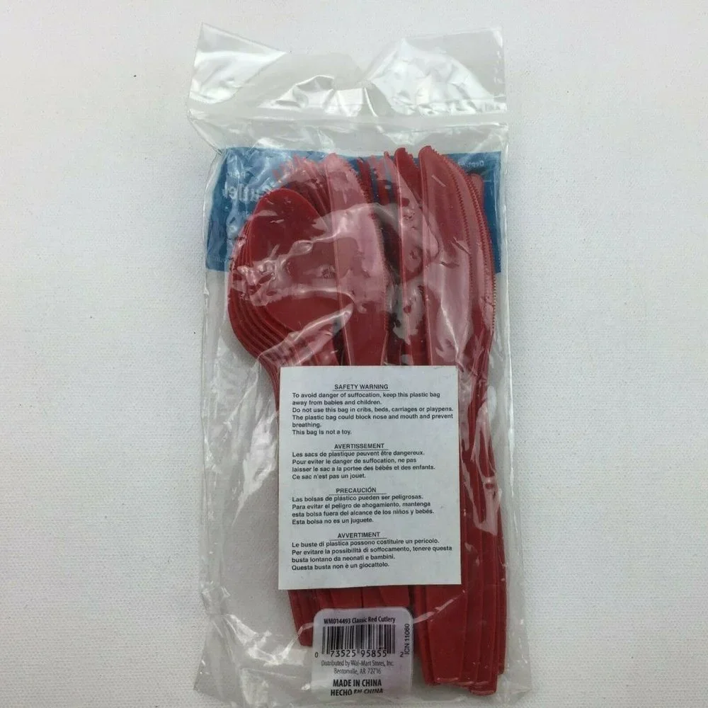 2 Packs Premium Red Cutlery Set Lightweight 48 Classic Knives Forks Spoons